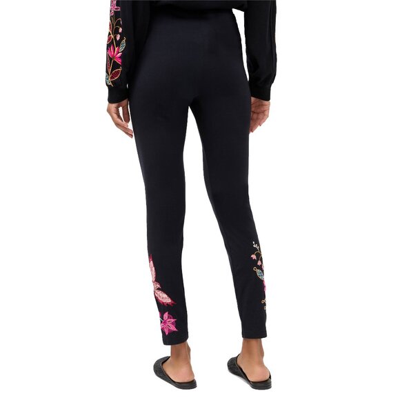 Johnny Was Penellope Legging Cotton Floral Embroidered Leggings Pants Black NEW - Picture 4 of 6